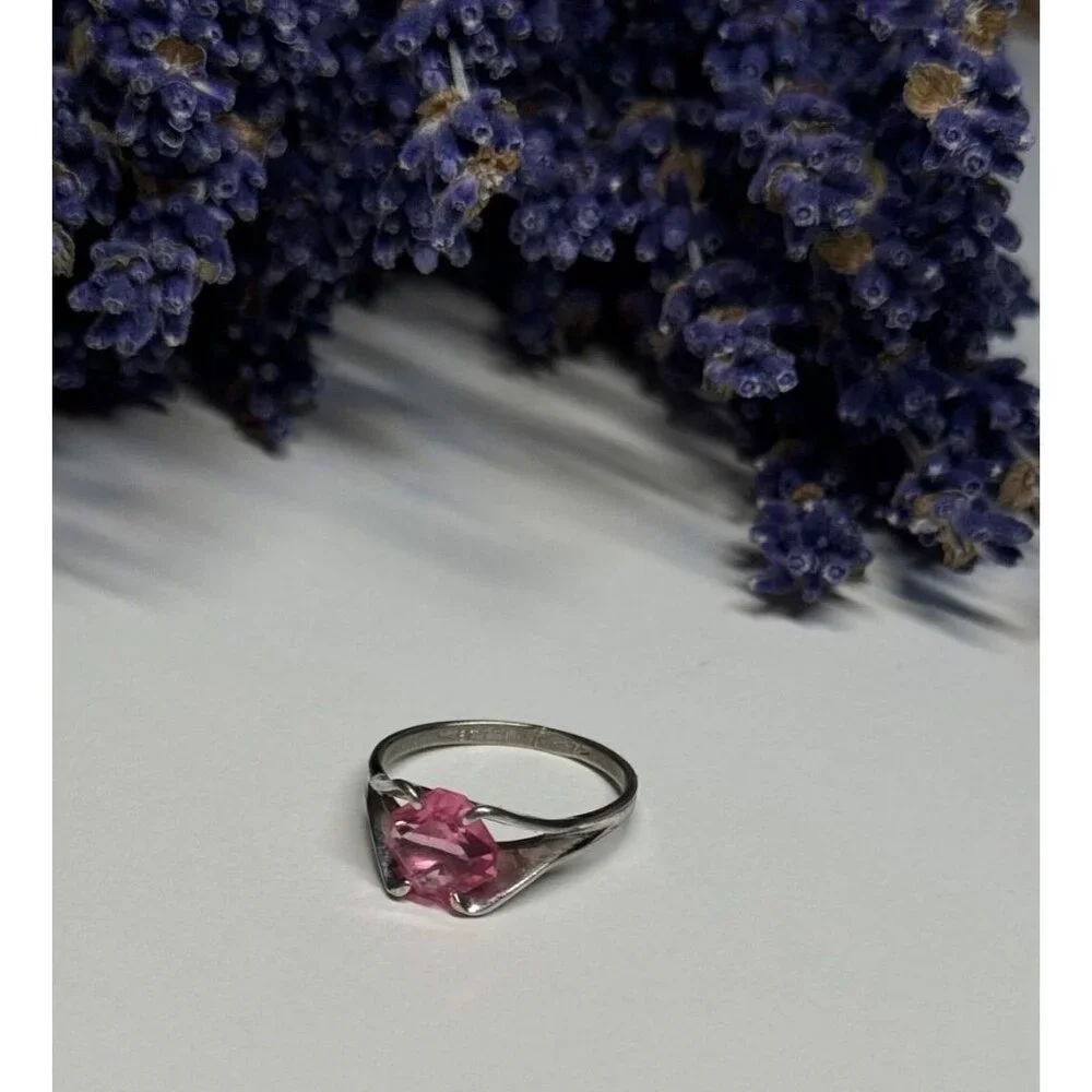 925 STERLING SILVER PINK TOPAZ RING SIZE 5